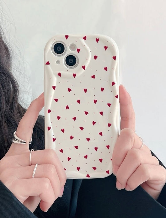 tiny red heart wavy phone case