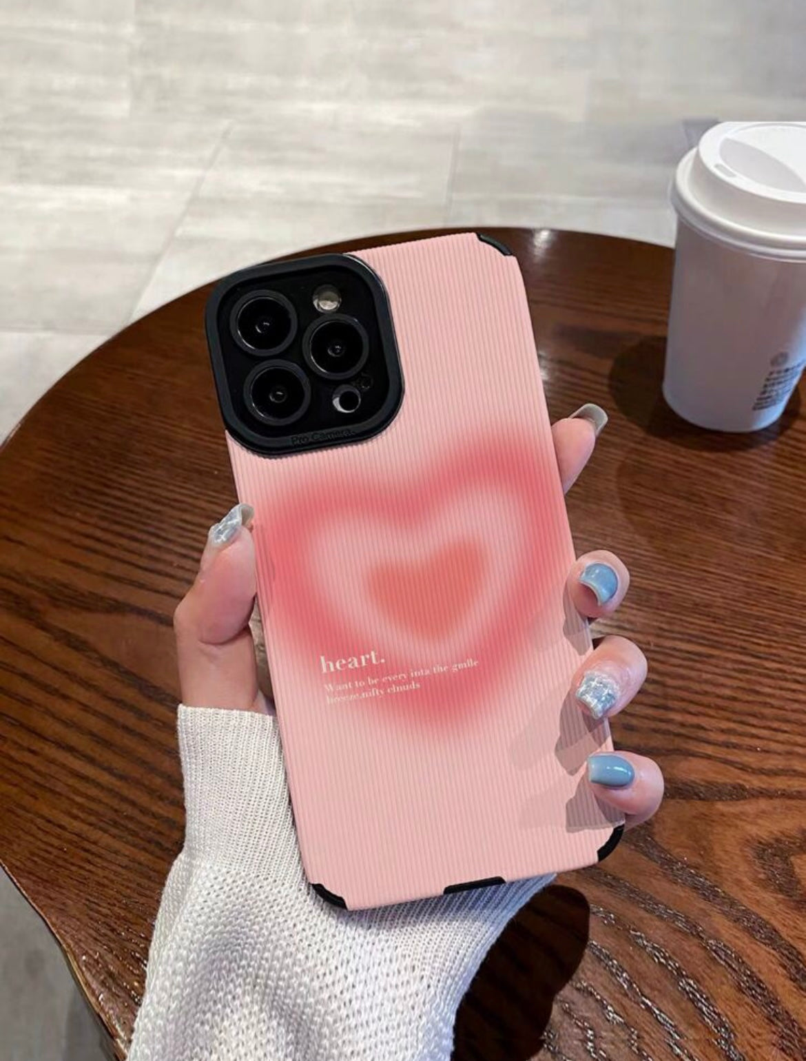 pink ombre heart phone case