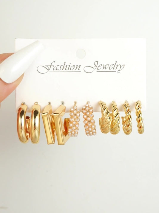 Gold Hoops Earrings Set