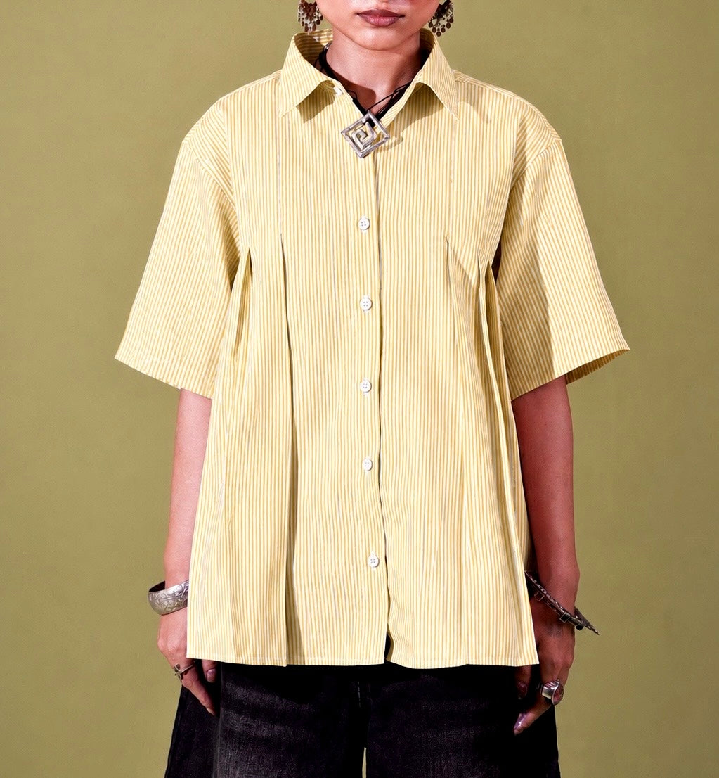 Yellow stripes babydoll top