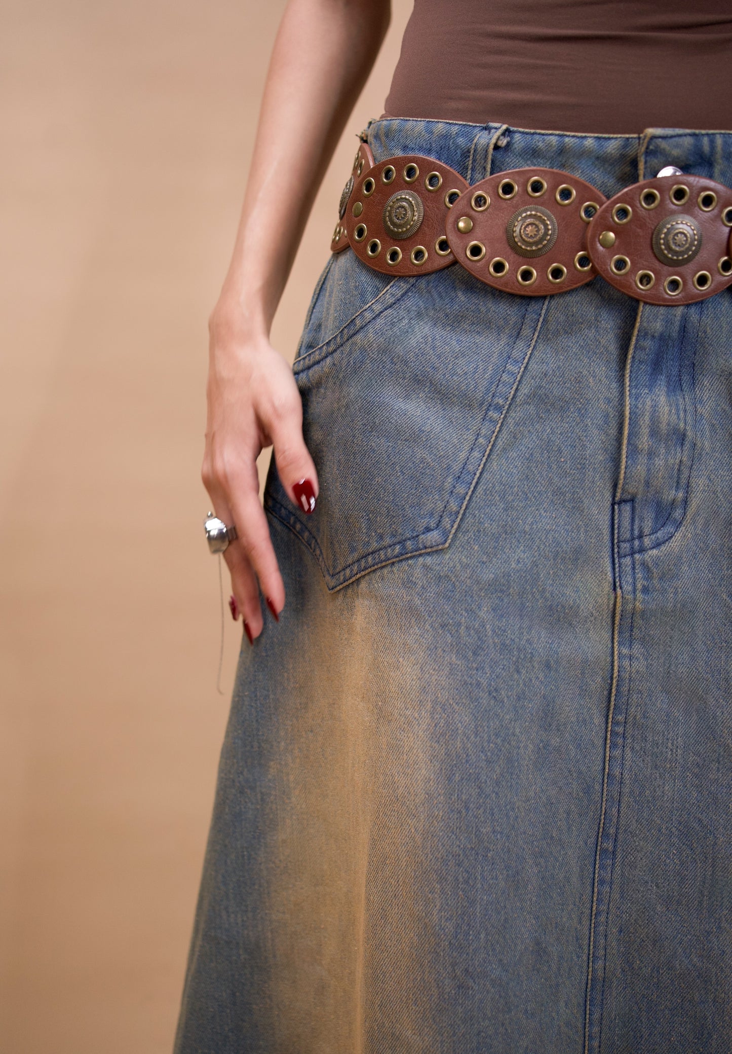 Vintage blue denim skirt
