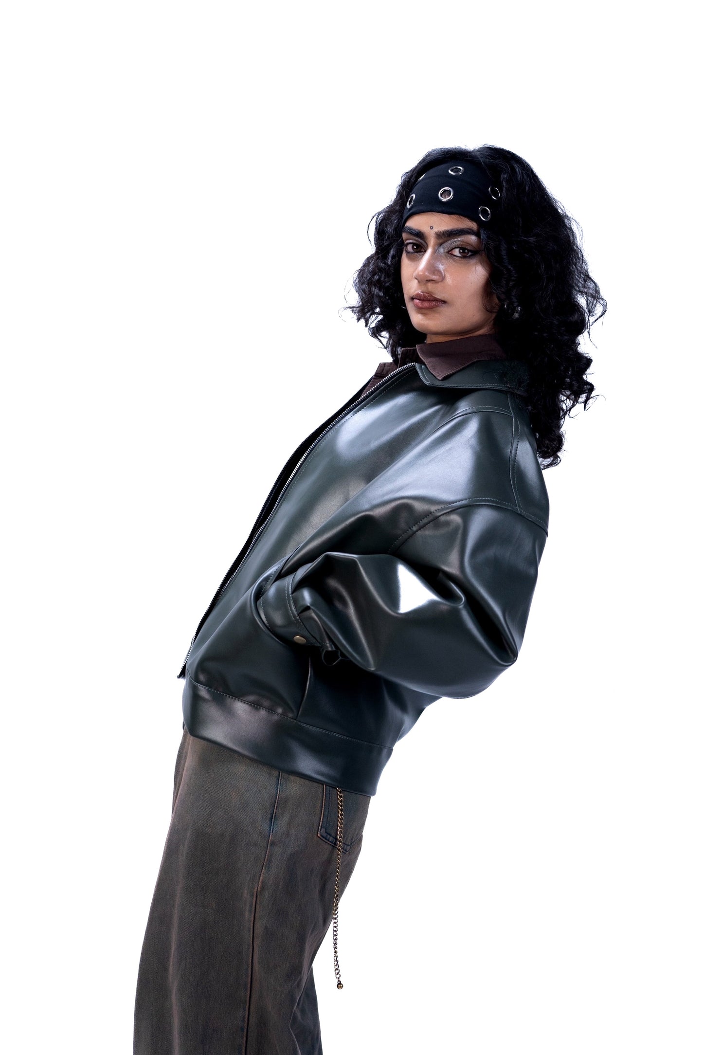 Jade green faux jacket