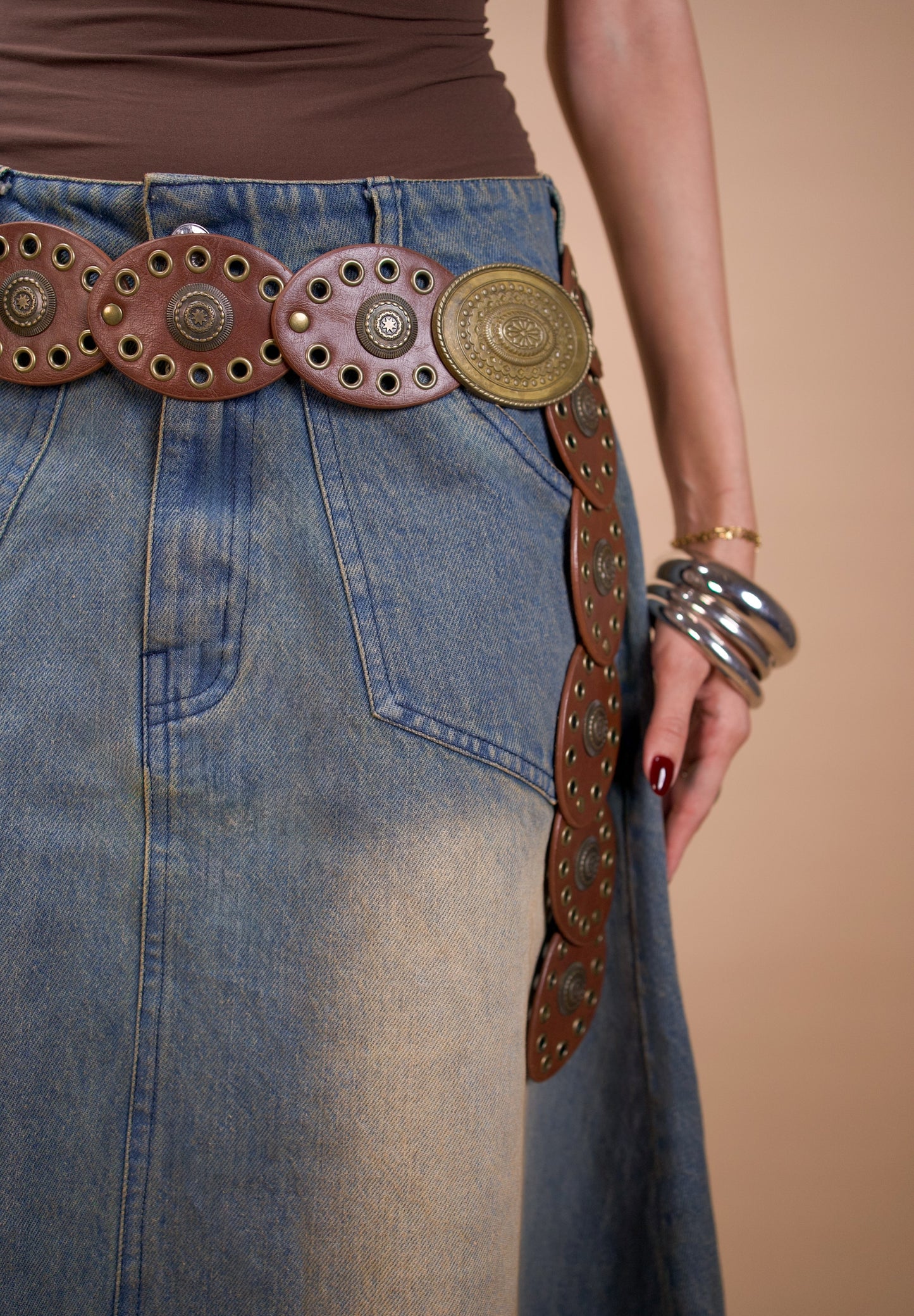Vintage blue denim skirt