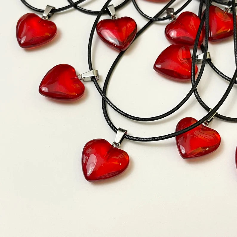 Red Glass Heart Necklace