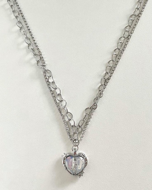 Double Layered Cyber Heart Necklace