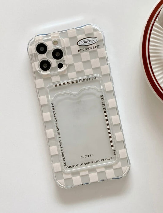 Checkered photo slot phone case